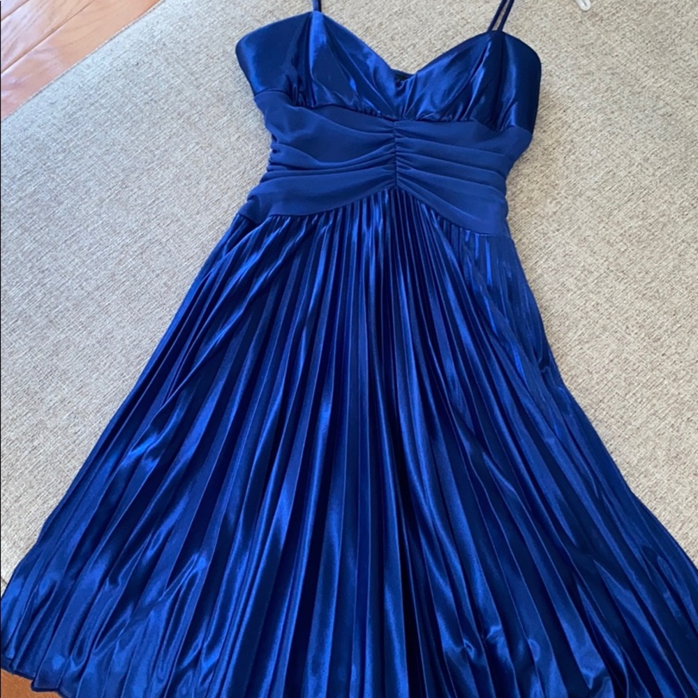Silky navy blue occasion dress